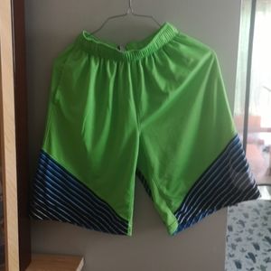 green and blue shorts
